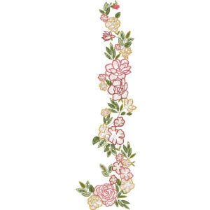 Elegant Floral Vine Lace Embroidery Side Border Design for Machine Embroidery