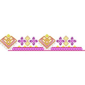 Colorful Geometric Floral Lace Embroidery Border Design for Machine Embroidery