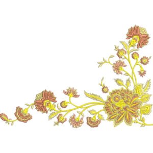 Elegant Floral Vine Lace Embroidery Corner Design with Botanical Motifs