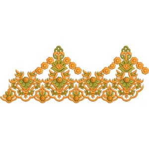 Ornamental Floral Lace Embroidery Border Design with Elegant Scalloped Motifs