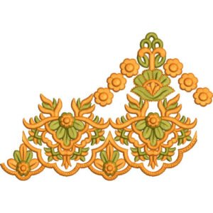 Elegant Ornamental Floral Lace Embroidery Border Design with Scalloped Detailing