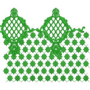 Ornamental Lattice Lace Embroidery Design with Geometric Star Motifs
