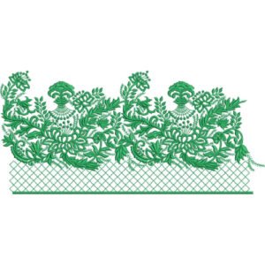 Elegant Floral Lattice Lace Embroidery Border Design with Botanical Motifs