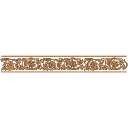 Elegant Floral Scroll Lace Embroidery Border Design with Ornamental Vine Motifs