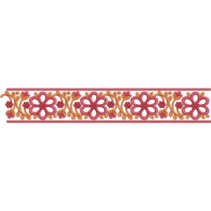 Elegant Floral Lace Embroidery Border Design with Decorative Daisy Motifs