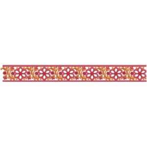 Elegant Floral Lace Embroidery Border Design with Repeating Daisy Motifs