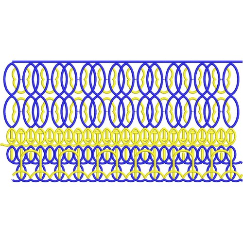 Modern Interlocking Circle Lace Embroidery Border Design with Geometric Loop Pattern