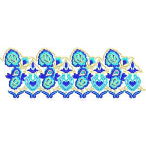 Ornamental Floral Lace Embroidery Border Design with Decorative Lotus Motifs