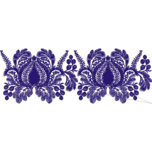 Elegant Royal Floral Bouquet Repeating Botanical Ornamental Border Lace Embroidery Design