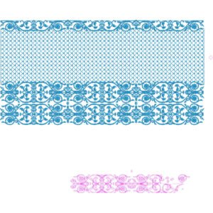 Elegant Ornamental Floral Scrollwork Diamond Mesh Decorative Border Lace Embroidery Design