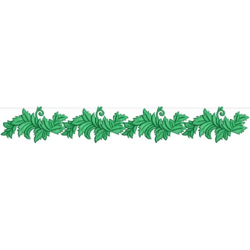 Elegant Flowing Leafy Vine Botanical Repeating Decorative Border Lace Embroidery Design