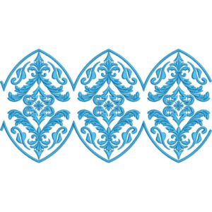 Elegant Royal Damask Floral Scrollwork Repeating Ornamental Border Lace Embroidery Design