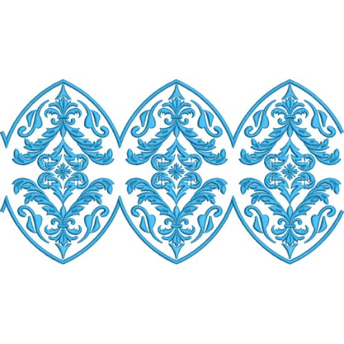Elegant Royal Damask Floral Scrollwork Repeating Ornamental Border Lace Embroidery Design