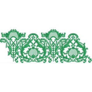 Elegant Royal Damask Floral Scrollwork Mesh Repeating Ornamental Border Lace Embroidery Design