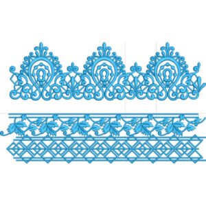 Elegant Ornamental Floral Medallion Vine Geometric Repeating Border Lace Embroidery Design