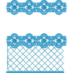 Elegant Geometric Medallion Diamond Lattice Mesh Repeating Decorative Border Lace Embroidery Design