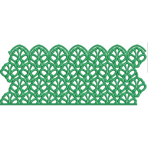 Elegant Leaf Motif Scalloped Repeating Openwork Decorative Border Lace Embroidery Design