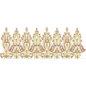 Elegant Royal Floral Scrollwork Leaf Motif Repeating Ornamental Border Lace Embroidery Design