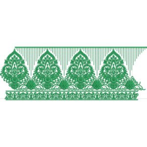Elegant Floral Teardrop Scrollwork Fringe Repeating Ornamental Border Lace Embroidery Design