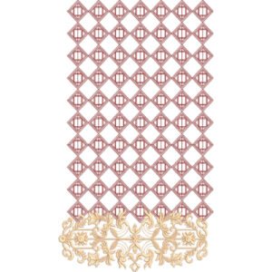 Elegant Geometric Diamond Lattice Floral Scrollwork Ornamental Panel Lace Embroidery Design