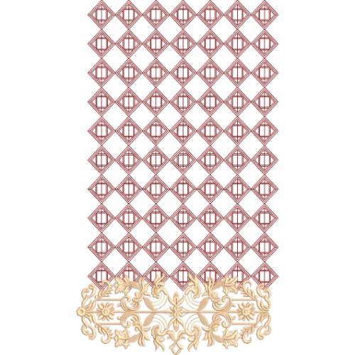 Elegant Geometric Diamond Lattice Floral Scrollwork Ornamental Panel Lace Embroidery Design
