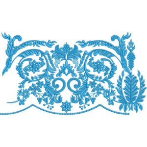 Elegant Symmetrical Floral Vine Scrollwork Botanical Ornamental Border Lace Embroidery Design