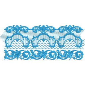 Elegant Ornamental Floral Scrollwork Geometric Arch Repeating Border Lace Embroidery Design