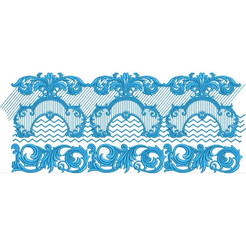 Elegant Ornamental Floral Scrollwork Geometric Arch Repeating Border Lace Embroidery Design