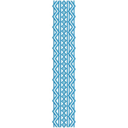 Elegant Geometric Zigzag Diamond Lattice Vertical Decorative Panel Lace Embroidery Design