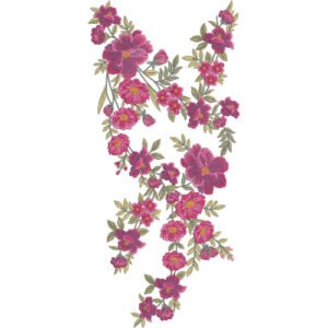 Elegant Floral Vine Neck Embroidery Design | Romantic Botanical Machine Embroidery Pattern