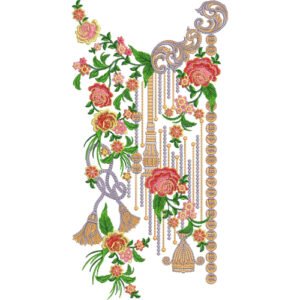 Elegant Rose Floral Hanging Embroidery Design | Ornamental Tassel Machine Embroidery Pattern