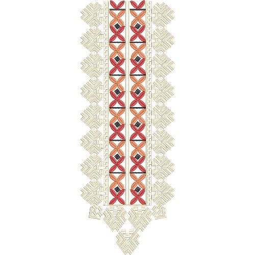 Elegant Geometric Neck Embroidery Design with Decorative Border and Traditional Motif Pattern